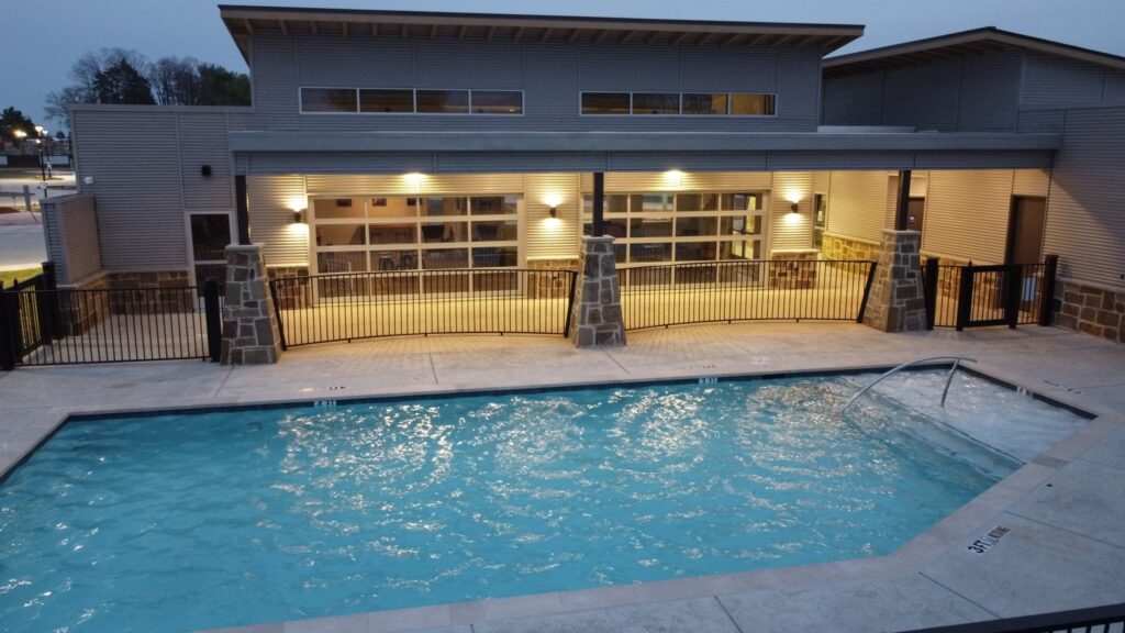 Swimming pool area at Ennis luxury RV resort