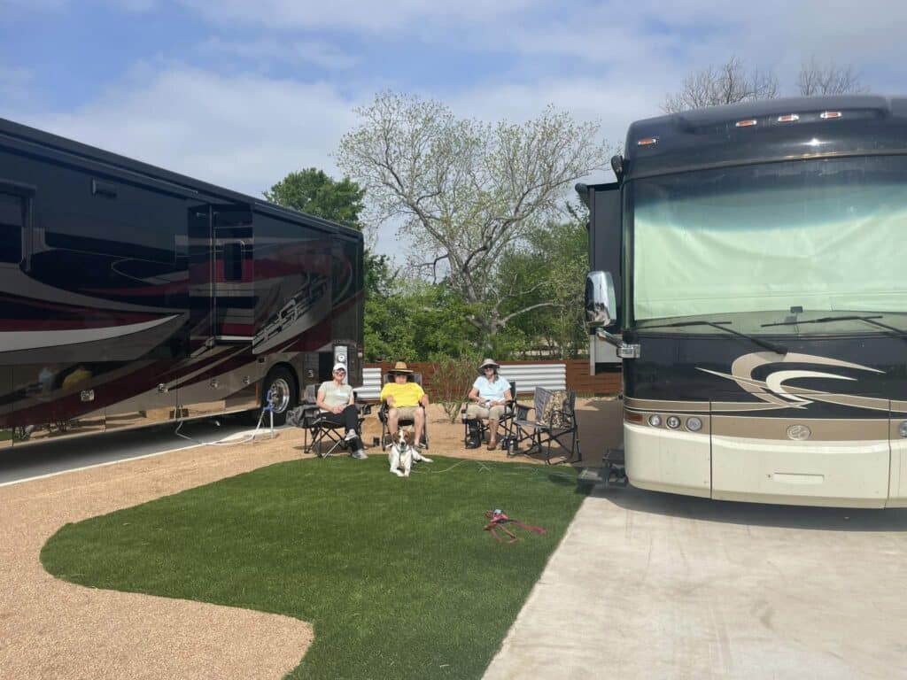 People chilling outdoor at Ennis luxury RV resort